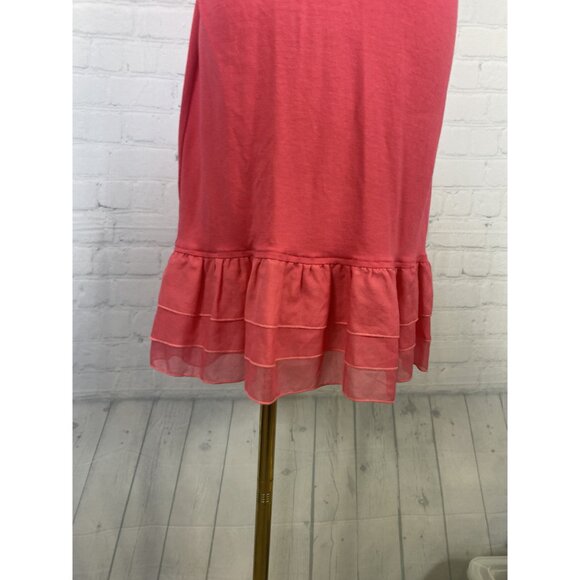 Bebe Y2K Silk Medium Pink Ruffle Sheer Puff Sleeve Midi Belted Dress - Picture 4 of 8